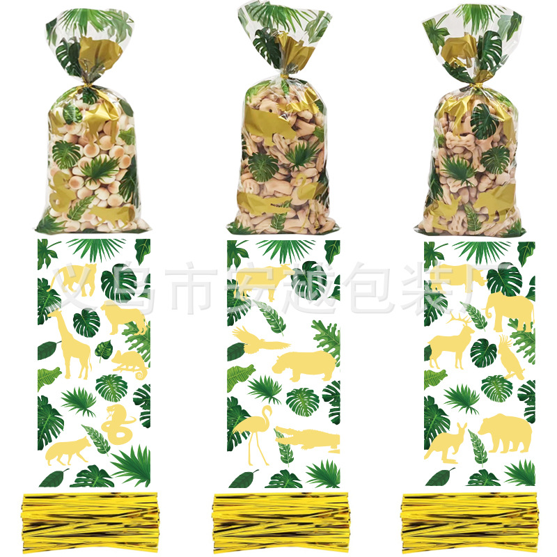 Transfronteriza nueva selva animal fiesta de cumpleaños decoración OPP caramelo regalo galleta bolsa de celofán