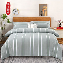 山东纯棉老粗布床单学生宿舍被单枕套三件套单双人家用不起球家纺