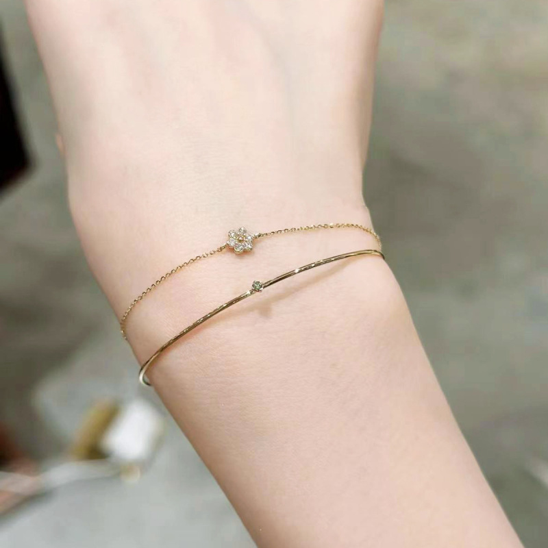 Huang Jin Jewelry Japanese Style Simple Niche Elegant New Style Fine Bracelet Women's 925 Silver Gold Plated Zircon Jewelry for Girlfriends