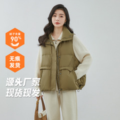 羽绒服马甲女士短款2025秋冬新款立领韩版宽松休闲马夹百搭90鸭绒