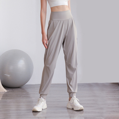 Autumn and winter nylon high-waisted yoga sports trousers for women, loose slimming casual running training fitness leggings sweatpants