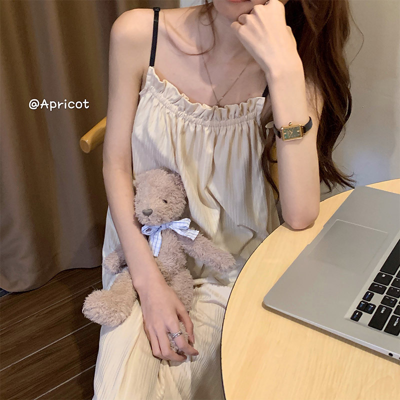 Camisón de mujer estilo princesa con tirantes - Vestido de verano vaporoso y ligero para estar en casa y más allá._voghion.com