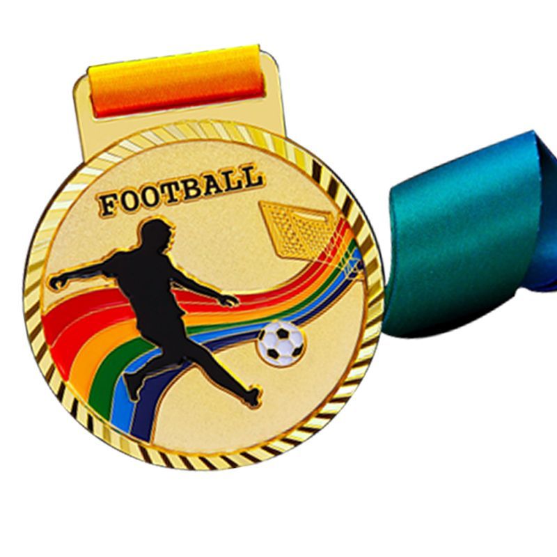 Medallas deportivas universales arcoíris al por mayor, medallas para maratón, voleibol, fútbol, medallas colgantes, medallas de bronce metálico, chapadas en oro.