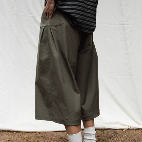 Summer Functional Outdoor Quick-Dry Lightweight Cropped Pants Men Japanese Retro Simple Casual Loose Wide-Leg Dad Pants