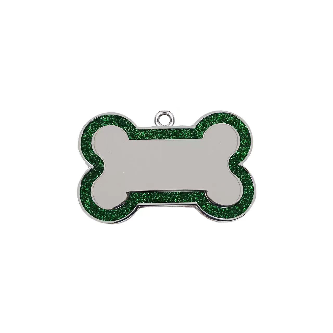 Aleación de zinc perro anti-perdida hueso transfronterizo borde polvo flash pet collar colgante etiqueta colgante grabación láser