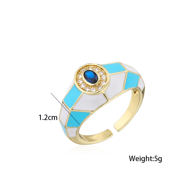 Vente En Gros Bague Ouverte En Cuivre Carrée Avec Zircon De Couleur Mélangée Nihaojewelry display picture 13