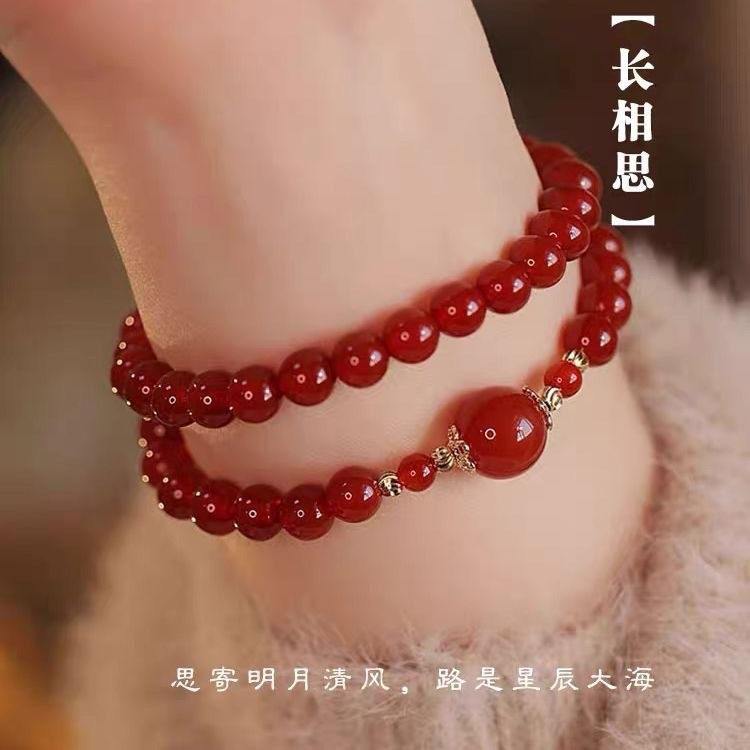 [Long Xiang] brazalete de perlas de transporte de doble capa nicho de diseño de pulsera de alta calidad, regalo de amigas dulces
