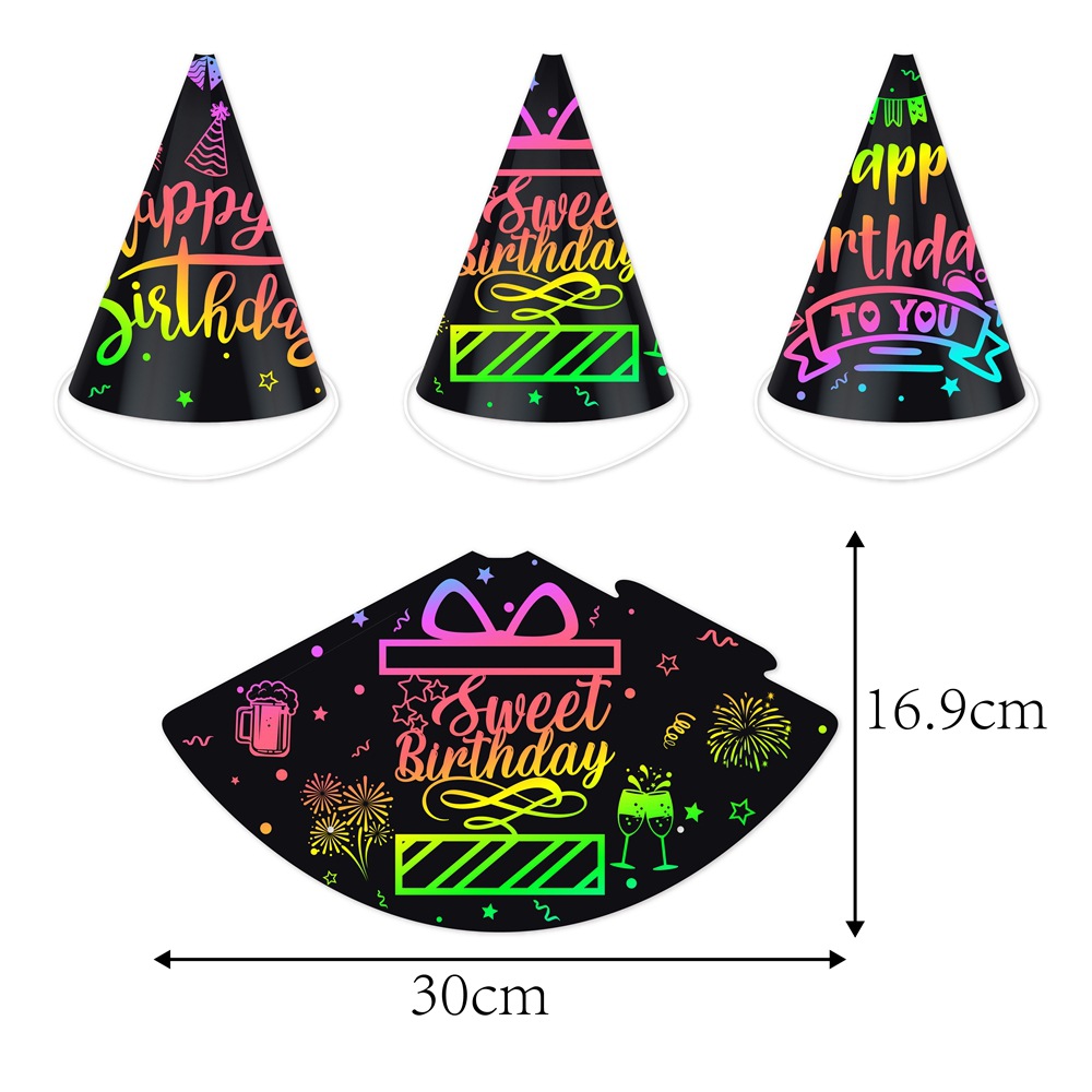 Nueva decoración de fiesta tarjeta de rascado sombrero de cumpleaños toque DIY dibujo de rascado decoración de cumpleaños creativo sombrero de cumpleaños