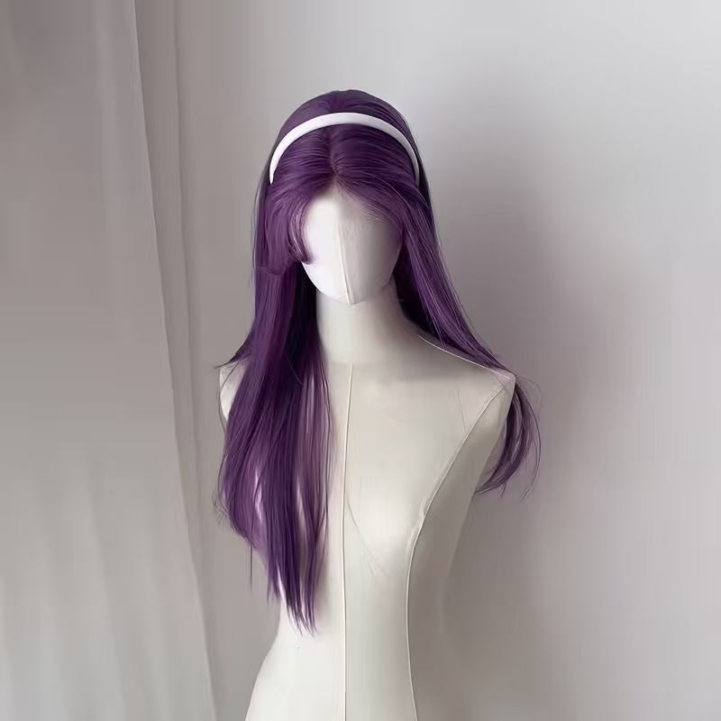 Shunxi Wig Female Purple Long Straight Hair Medium Parted Wig Chemical Fiber Mechanism Full Headgear Wig Natural Fluffy Cos Wig Shunxi Wig Female Purple Long Straight Hair Medium Parted Wig Chemical Fiber Mechanism Full Headgear Wig Natural Fluffy Cos Wig