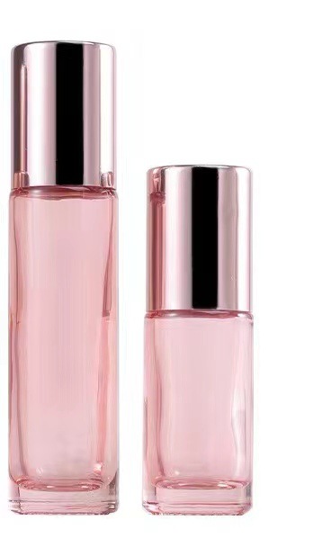 Botella de bola de rodillo de vidrio Rosa melocotón de 10ml sub-embalaje de aceite esencial Botella vacía cuentas de perfume de vidrio engrosado sub-botella portátil