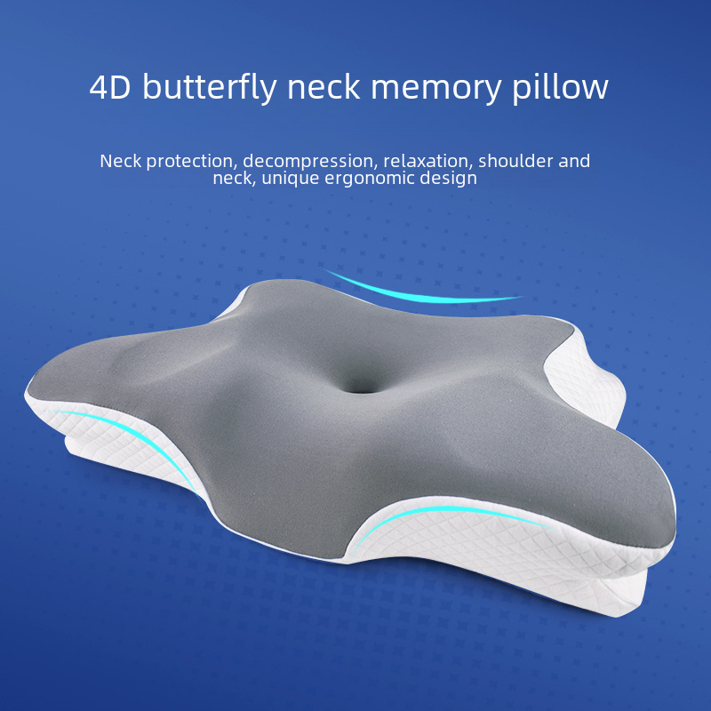 Cross-border butterfly-shaped sleep memory pillow slow rebound hotel zero pressure butterfly pillow neck bio-mechanical pillow core