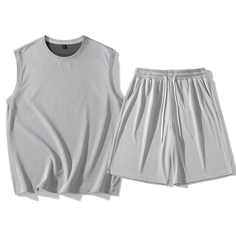 Ropa de ejercicios para hombres chaleco de hielo secado rápido conjunto de ropa deportiva camiseta de verano equipo de baloncesto entrenamiento de mangas cortas para correr