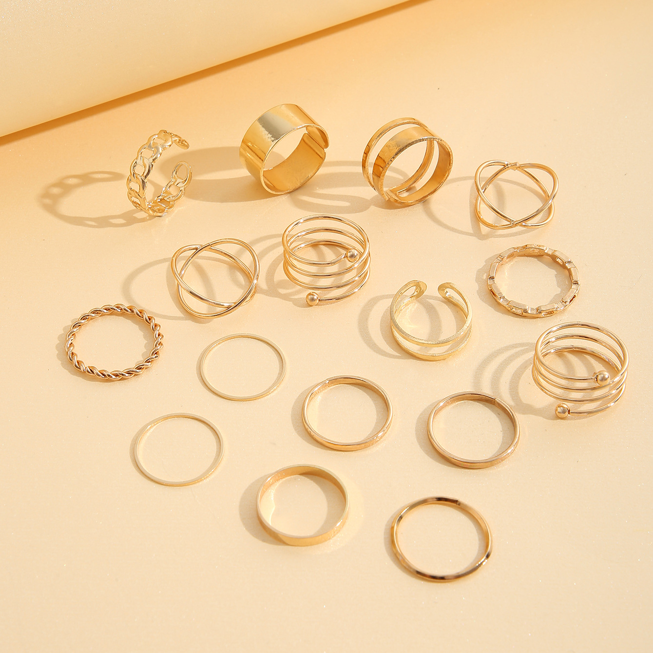 new multi-joint ring suit ring simple retro tail ring 16 pieces suit combination joint ring_voghion.com