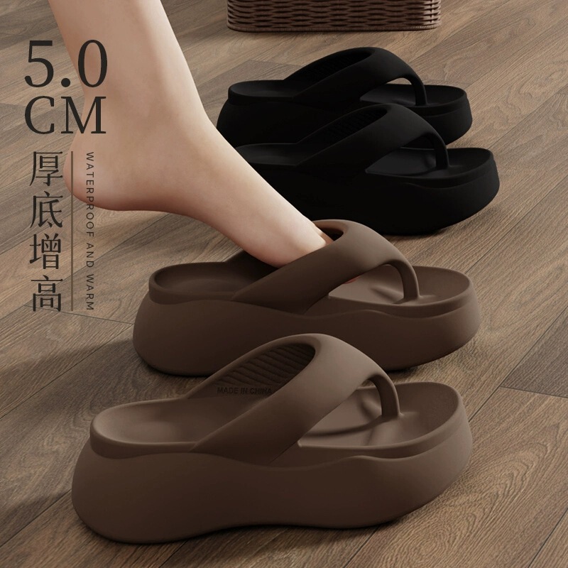 5.0cm Flip-Flops for Women, Suitable for Outdoor Wear, Beach Vacations, Casual Home Use, Versatile Thick-Soled Sandals for Women