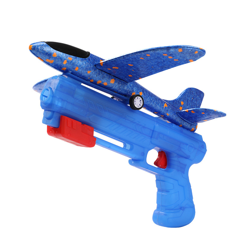 Explosiones transfronterizas aviones de espuma catapultadas pistolas de mano juguetes al aire libre para padres e hijos aviones con lámparas