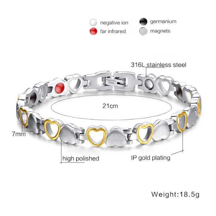 Directly Supplied from the Manufacturer, Titanium Bracelet, Heart-Shaped Geometric Titanium Bracelet for Women, Can Be Embedded with Magnets, Magnetic Bracelet Without Glass