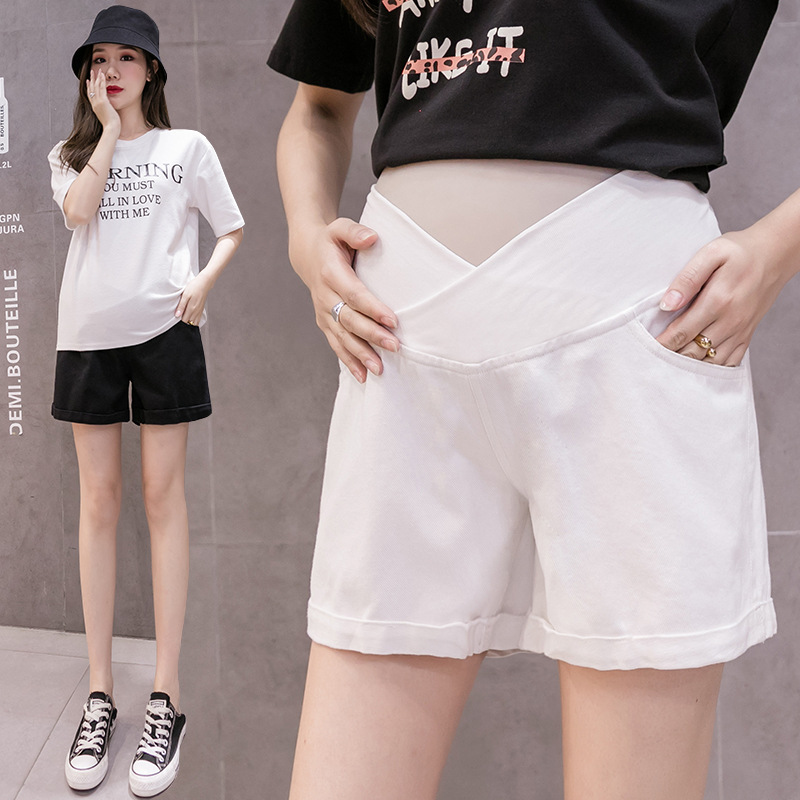 393# maternity denim shorts summer thin loose pants pure cotton casual trendy mom outerwear shorts wholesale