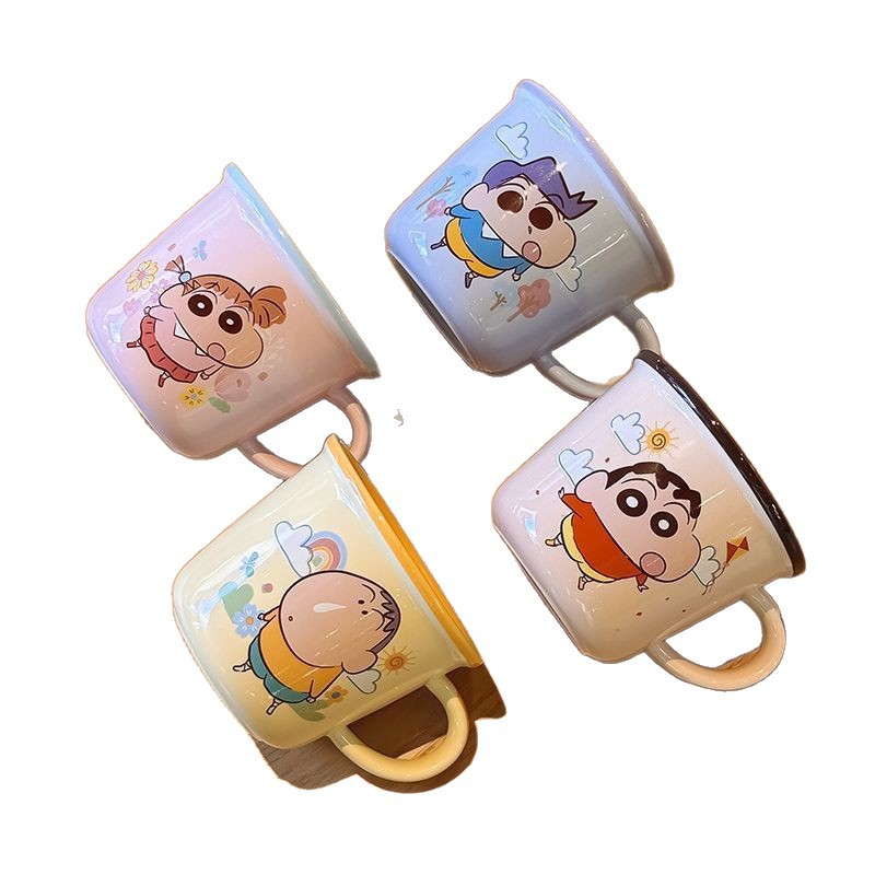 세라믹 머그컵 340ml 눈금 손잡이컵 홈카페용