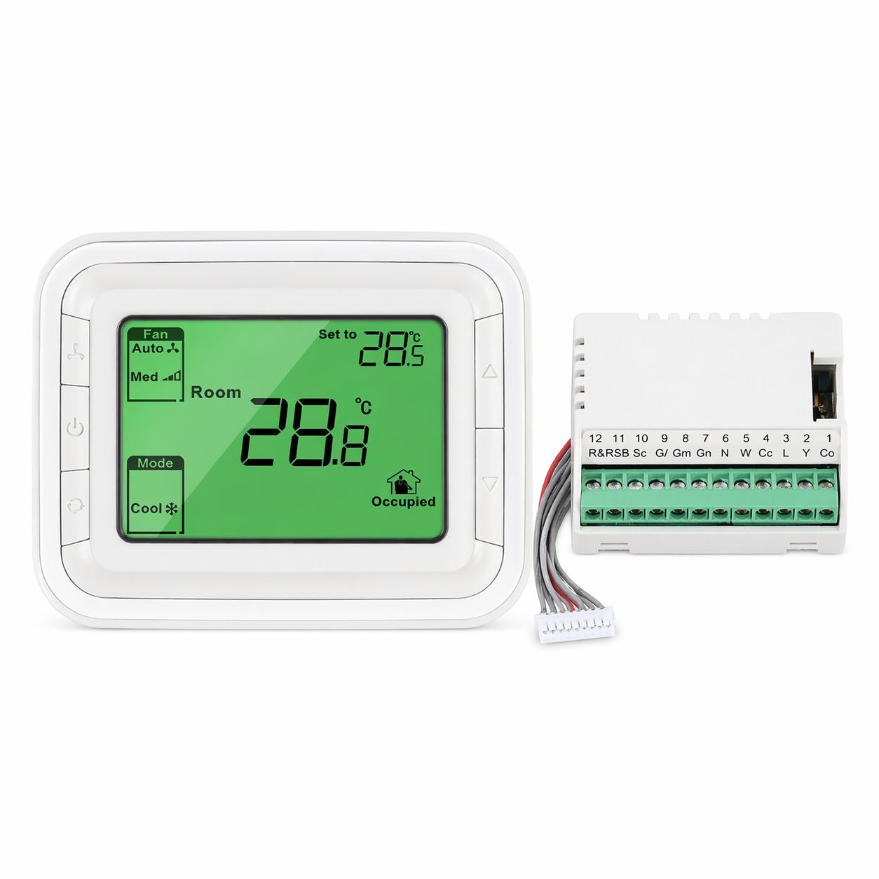 Termostato LCD para Aire Acondicionado Central T6861H2WG 220V/24V para Fancoil Comercial