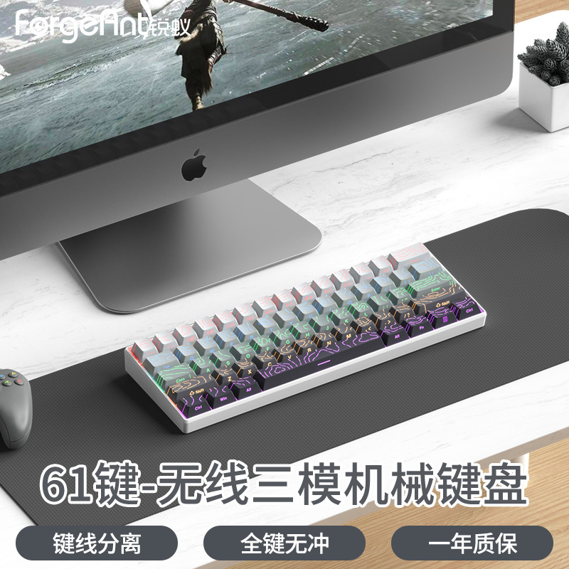 Ruiyi F61 メカニカルキーボード e スポーツゲームオフィスワイヤレス 3 モードノートブックデスクトップポータブル男性と女性のキーボード|undefined