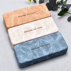 New style square pressure-resistant student myopia glasses case, pleated leather frame glasses storage box for men and women, with printing