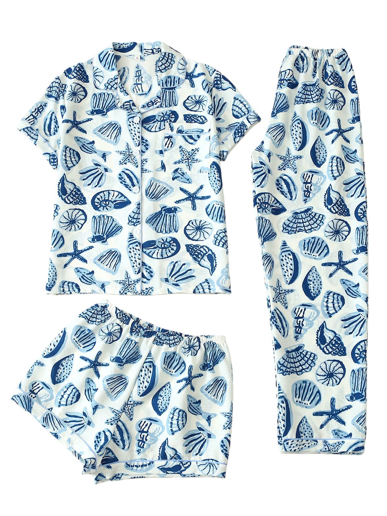 2026 nueva explosión de burbujas transfronterizas pijamas arrugados de manga corta de mujer pantalones cortos pantalones largos transfronterizos set de ropa del hogar al por mayor