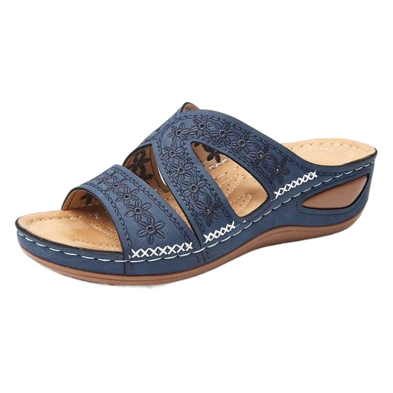 Женские сандалии на танкетке с открытым носком, на толстой подошве, большие размеры для экспорта, доступны различные цвета, вышитые сандалии для женщин.