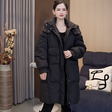 平湖羽绒服女中长款M扣新款冬季加厚直筒宽松时尚休闲保暖外套