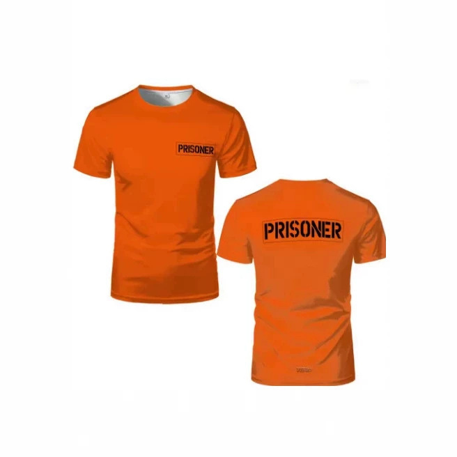 Popular orange prisoner print T-shirt, men's fun prison-style fashionable short-sleeve, 2026 new digital print T-shirt Popular orange prisoner print T-shirt, men's fun prison-style fashionable short-sleeve, 2026 new digital print T-shirt