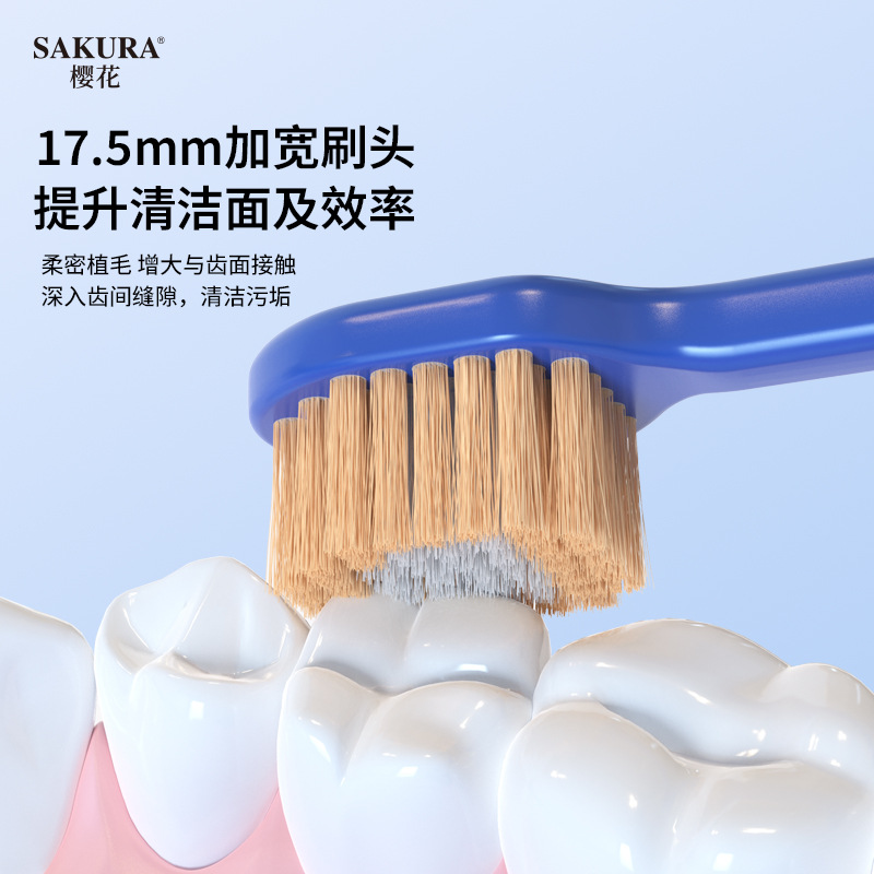 Japanese 5 Pack Adult Toothbrush Foreign Trade Explosions Wide Head Fine Soft Toothbrush 5 Pack Toothbrush Wholesale Sakura