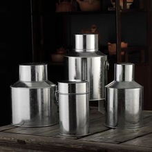 批发圆形茶罐金属茶桶米罐潮州手工单丛密封铁罐茶叶罐密封防潮