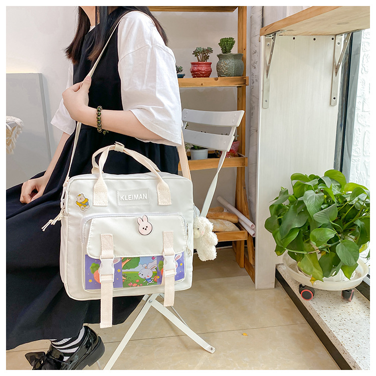 Book bag, handbag, canvas bag, large-capacity crossbody bag for girls, single-shoulder bag for primary school students, tutorial bag for classes, tutoring undefined