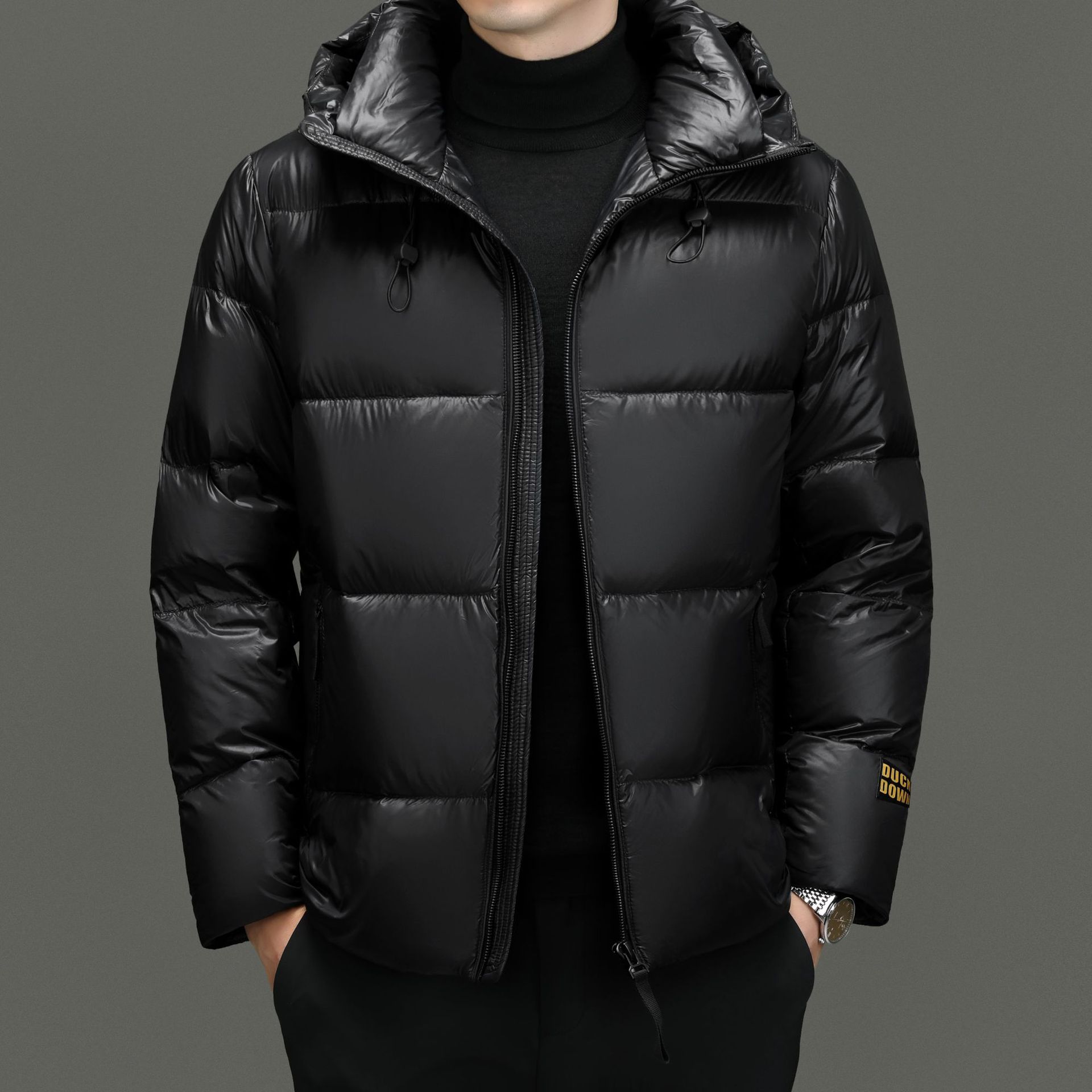 Velvet winter keep warm down jacket for leisure with hood