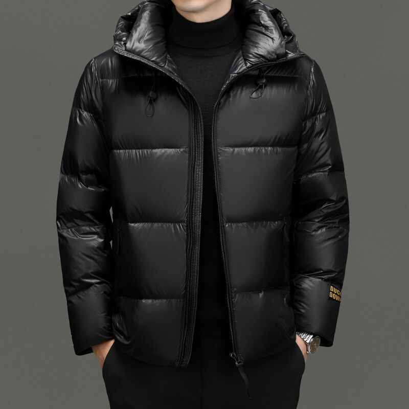 Black Gold Goose down Men's Short down Jacket Winter New Middle-Aged and Young Fashion Casual Hooded Warm Jacket Jacket Black Gold Goose down Men's Short down Jacket Winter New Middle-Aged and Young Fashion Casual Hooded Warm Jacket Jacket