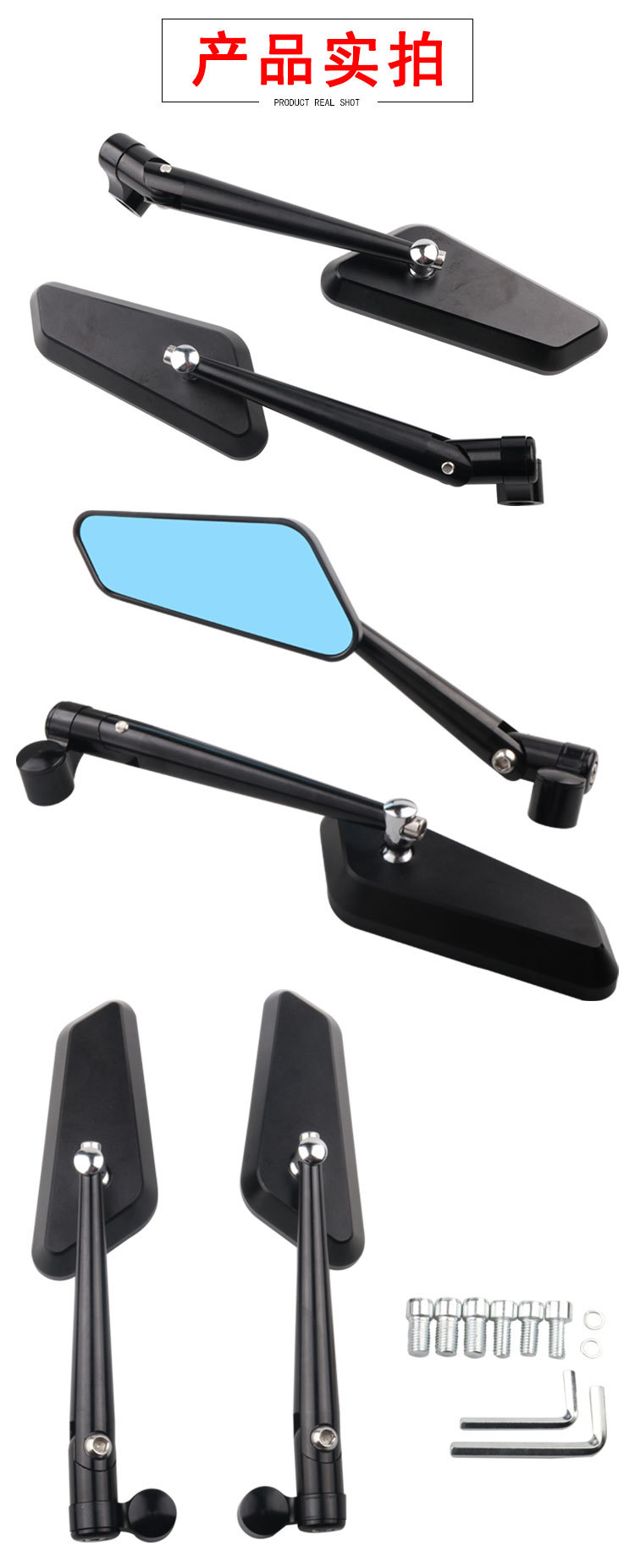 Motorcycle Modified Reflector Cnc Diamond-Shaped Rearview Mirror Suitable for Honda Pcx160 Adv160 Reflector