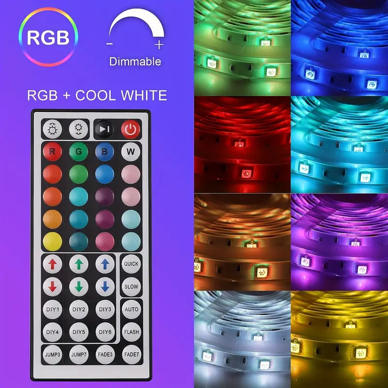 5050RGB conjunto de cinta de luz colorido 44 teclas inteligentes 5V de bajo voltaje LED TV de fondo atmósfera inteligente control remoto image 5