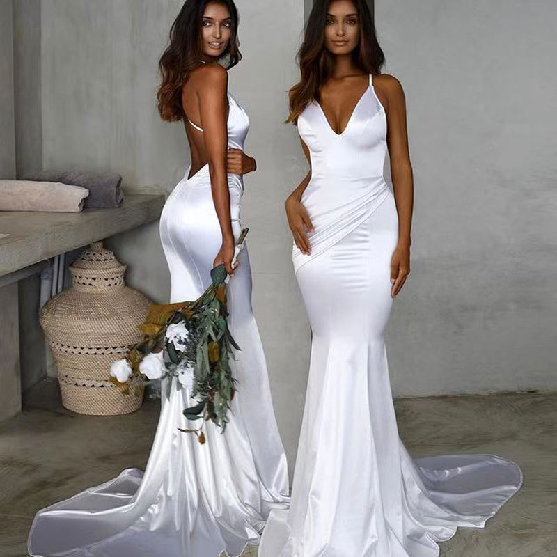 Europa y América del Comercio Exterior Amazon AliExpress deseo vestido de novia sexy fishtail elegante temperamento adelgazar vestido de noche