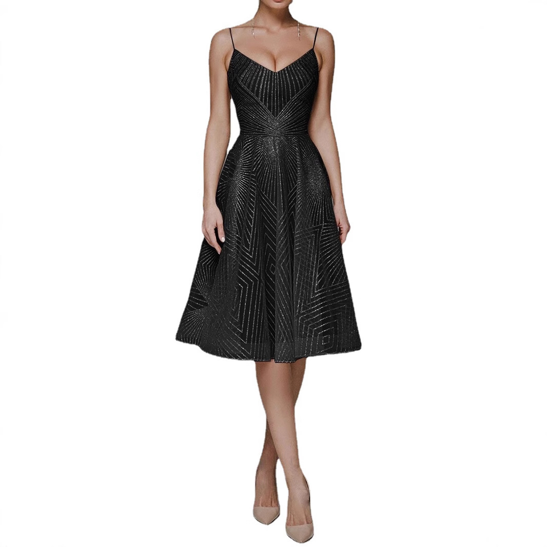 2021 primavera y verano nuevo vestido de mujer de comercio exterior estación independiente vestido sin mangas bordado de correa sexy europeo y americano