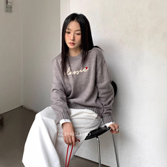 6UP秋冬韩系羊毛撞色字母圆领毛衣2025广州十三行新款极简风50283