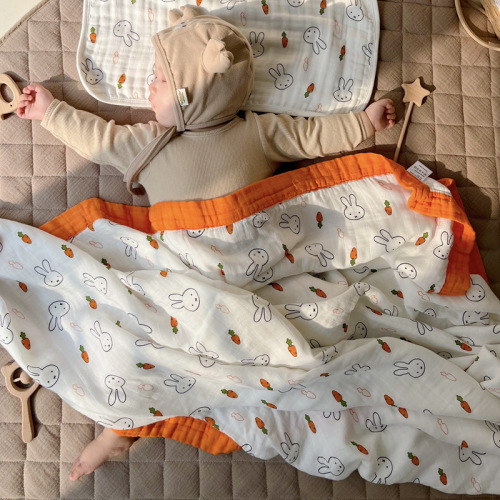 Four-layer bamboo cotton quilt type A newborn bag sheet baby blanket newborn baby bath towel cover quilt blanket