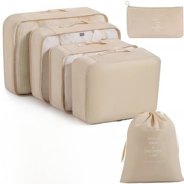 Juego de sarga de 7 piezas, equipaje, ropa, bolsa, bolsa de almacenamiento de gran capacidad, bolsa de lavado, bolsa de almacenamiento de viaje multiusos