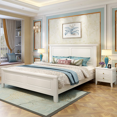 美式全實木床1.8米現代簡約主臥室雙人床儲物婚床極簡白色公主床