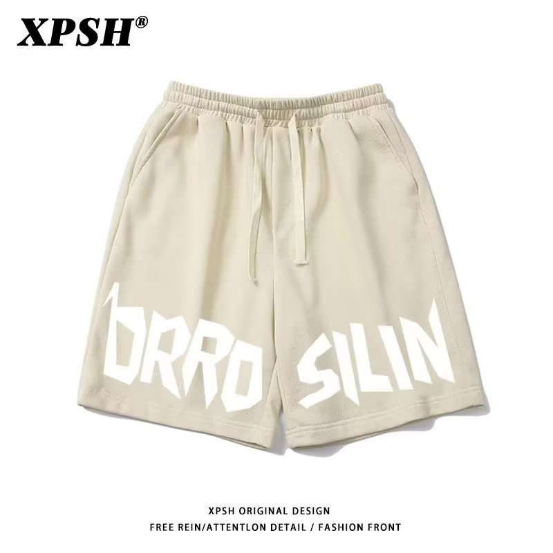 American ins moda marca Carta de impresión con cordón pantalones cortos de baloncesto de verano de los hombres versátiles sueltos pantalones cortos casuales al por mayor