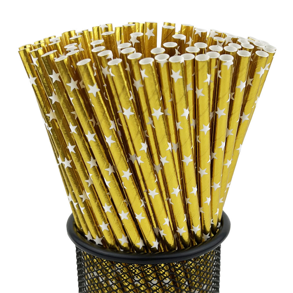 Un gran número de en stock paja de papel desechable al por mayor paja de papel degradable bronceado paja a rayas transfronteriza Amazon