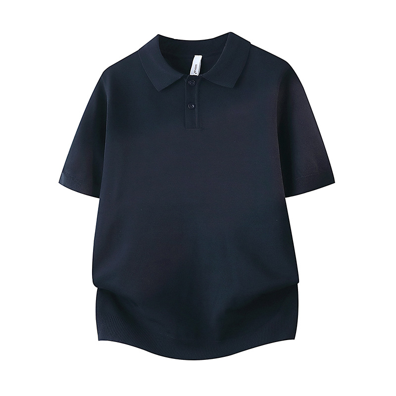 Polo camiseta de punto camiseta de manga corta hombre solapa de color sólido vieja camiseta de hielo de negocios de verano fábrica transfronteriza al por mayor