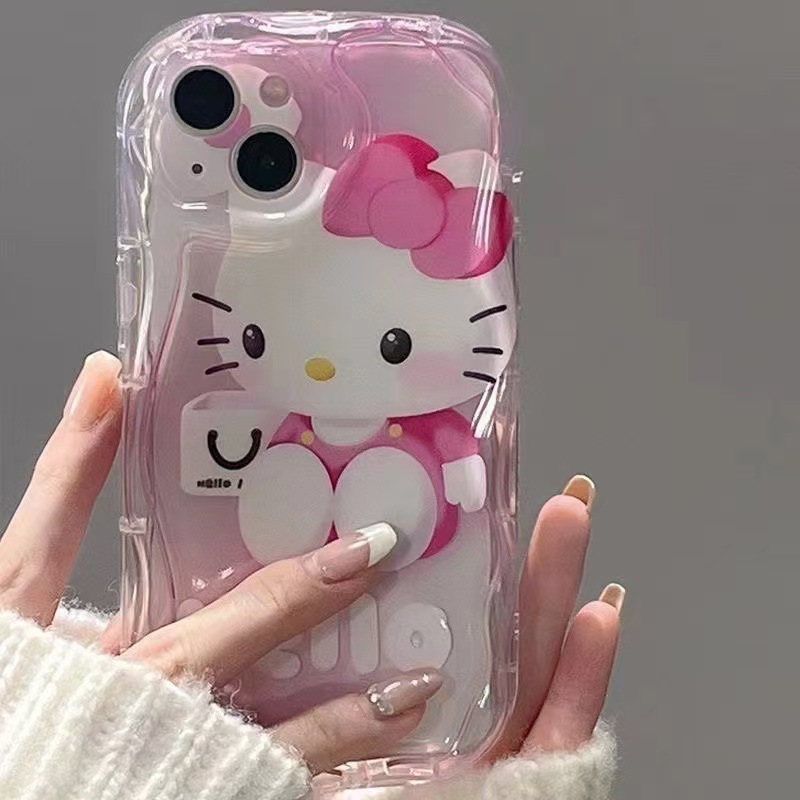 Lindo gato rosa para iphone16promax funda para teléfono móvil Japón y Corea del Sur Apple 15 anti-caída 14 funda de crema 13mini