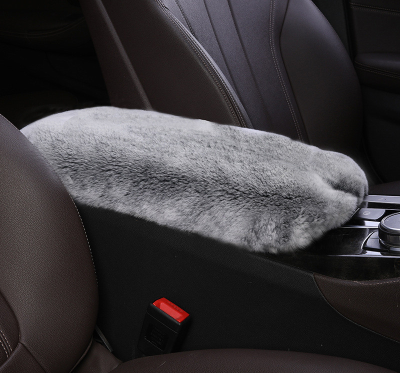 Universal Rex Rabbit Fur Car Armrest Box Pad Winter New Style Universal (Armrest box pad) - silver-gray-high-quality-whole-rex-rabbit-skin