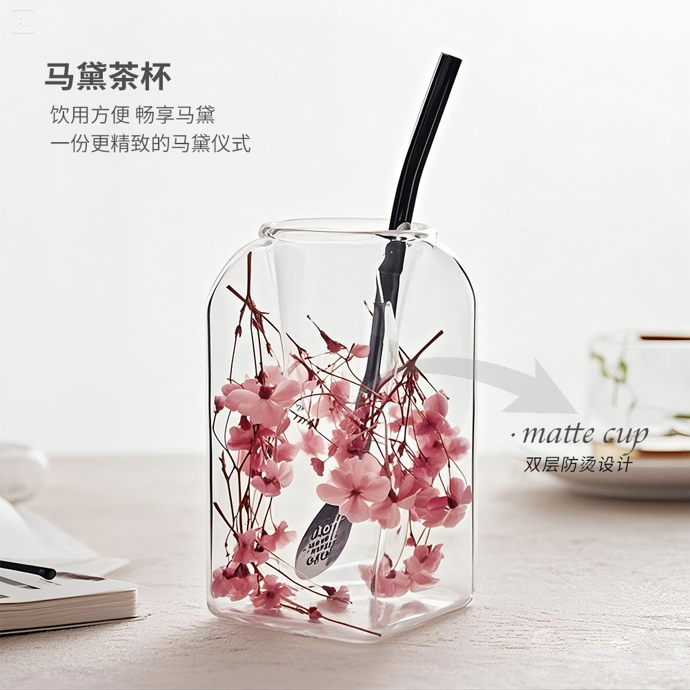 Matte cup taza de doble capa con alto contenido de borosilicato taza de flor eterna taza de té de yerba argentina taza de café de alto valor