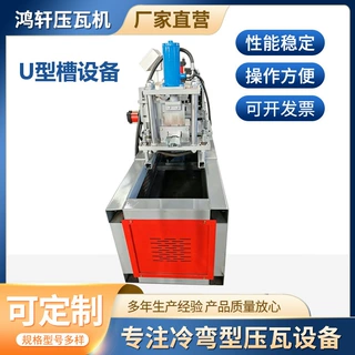 定制冷板U型槽冲孔成型机型材角铁设备 带冲孔加强板冷弯机