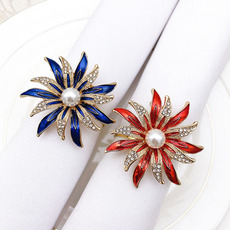 酒店餐具合金镶钻太阳花餐巾环餐巾扣餐巾圈口布圈厂家批发